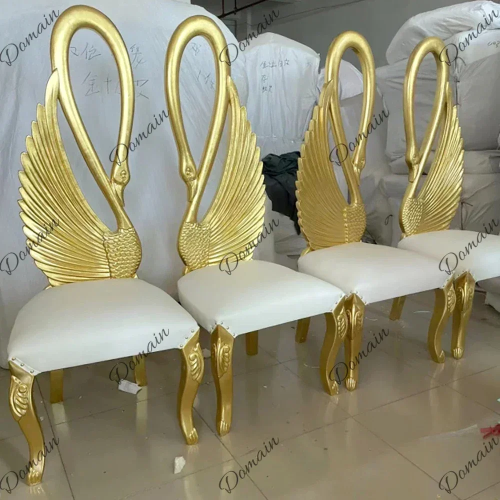 PQ-EDC 2PCS Luxury Golden Sliver Throne Chairs High Back Groom Bride King Royal Wedding Chair