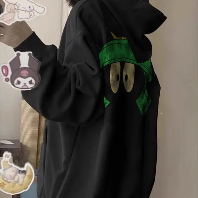 Nuova felpa con cappuccio stampata in puro cotone per abbigliamento da donna in primavera autunno inverno Top in velluto stile americano allentato alla moda