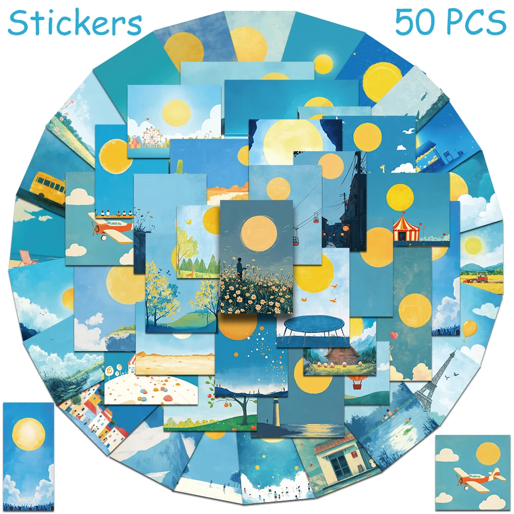 

50pcs Miracle World Illustrations Stickers Decals For Phone Laptop Suitcase Skateboard Helmet DIY Aesthetic Waterproof Stickers