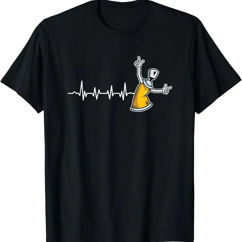 Graffiti Spray Paint Heartbeat Painting Urban Hip Hop T Shirt