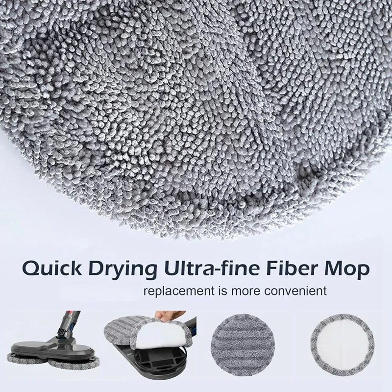 Acessório de cabeça elétrica para Dyson, Motores rotatórios duplos, Almofadas de esfregão laváveis, 6 pcs, apto para Dyson V7, V8, V10, V11, V12, V15