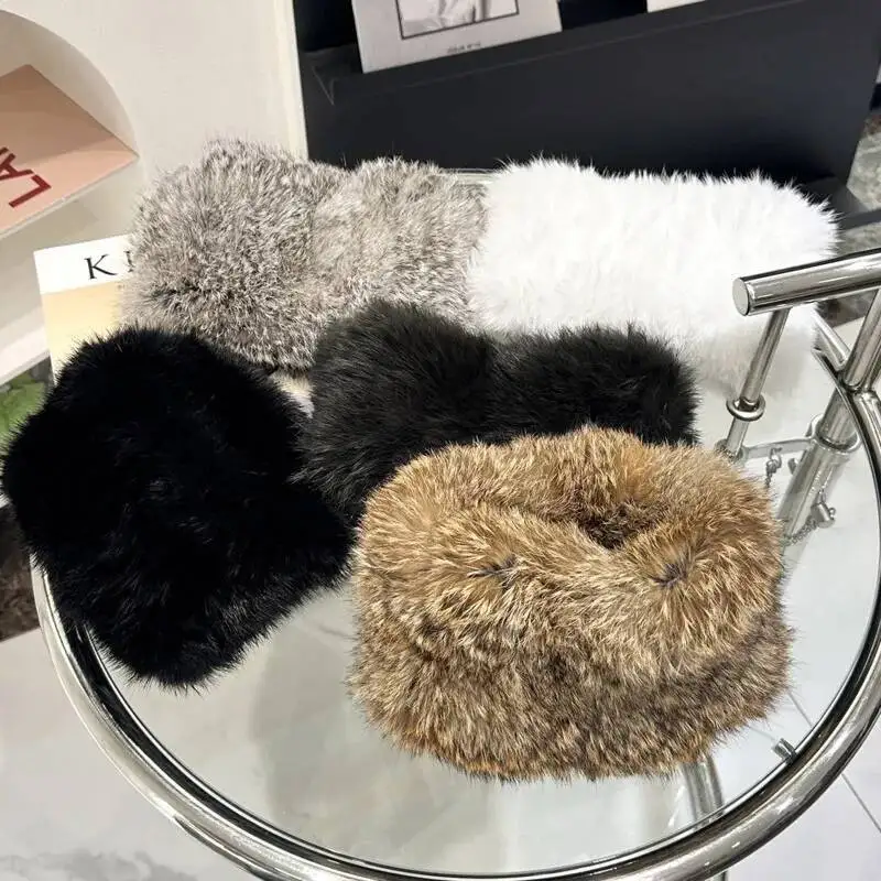 

Шарфы из кроличьего меха на зиму, повседневная одежда, шарф из натурального меха, роскошная плюшевая повязка на голову из натурального кроличьего меха, кольцо на шею ручной работы