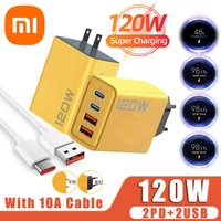 Xiaomi 10A 120W Super Fast Charger Cable Ultra Fast Charger 4Port USBC PD High Speed Charging TypeC Charger For Xiaomi iPhone 16