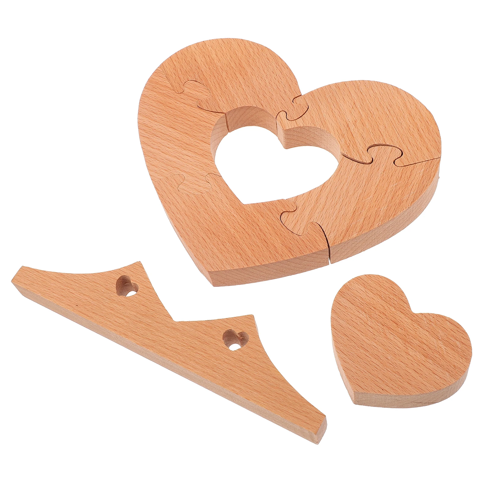 

Heart Shaped Adornment Desktop Wood Craft Decor Puzzle nament Exquisite Mini Model Home Parent Child Creative Decor Compact Size