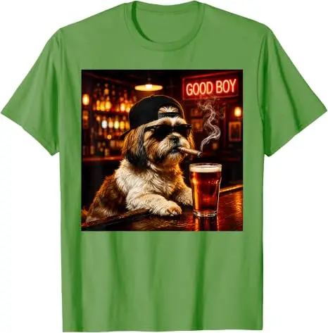 Lustiges Shih Tzu beim Biertrinken Grafik-T-Shirt „Guter Junge Hund“ Meme Y2k Hundebesitzer Nachtclub Bar Leben Grafik-Bekleidung Trinkfeste Männerkleidung – Detail 8