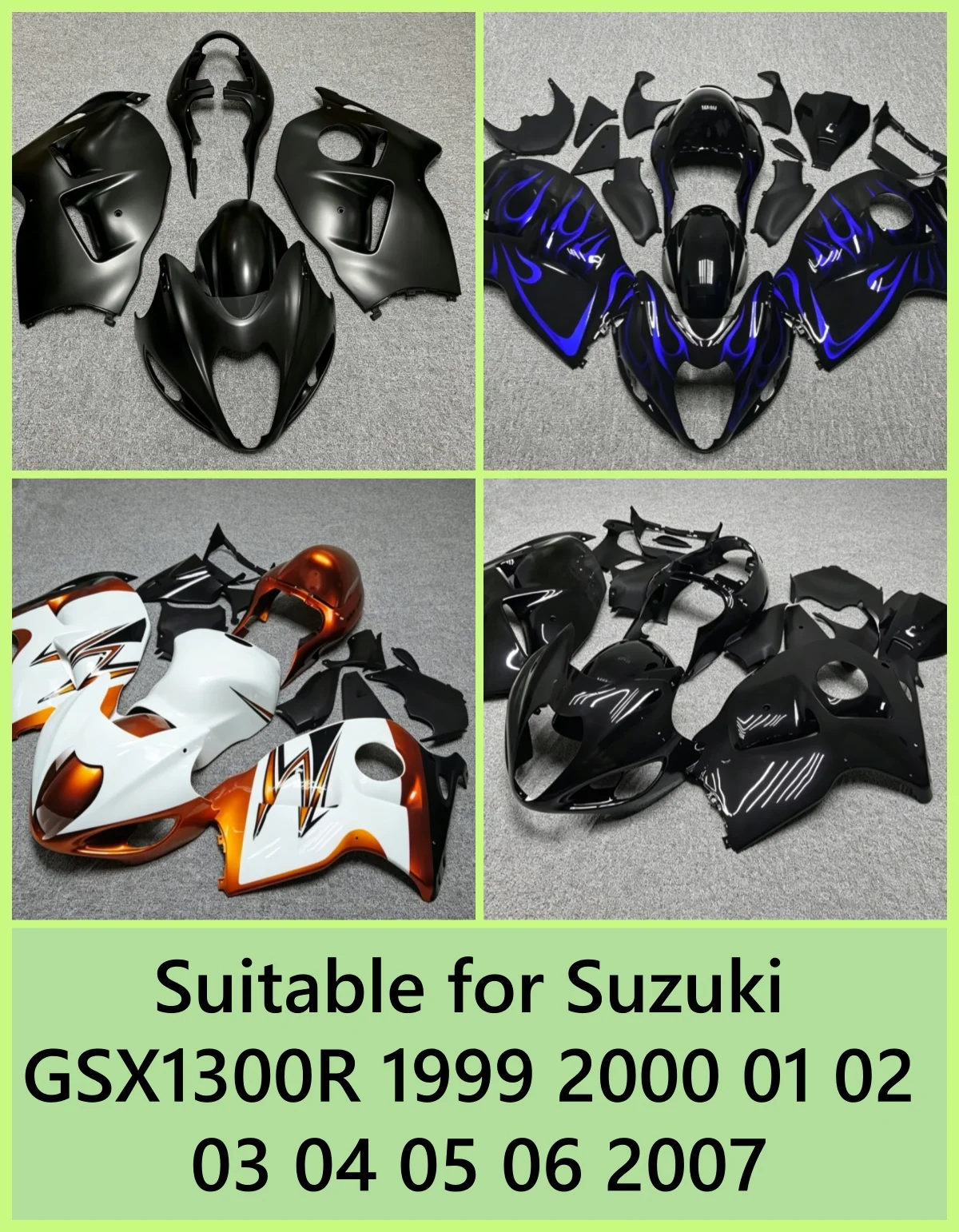 Suitable for Suzuki GSX1300R 1999 2000 01 02 03 04 05 06 2007 Motorcycle cowling housing accessories, can be customized