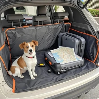 Capa Protetora Reforçada para Banco de Carro para Cães, Impermeável e Antiderrapante, Forro de Porta-Malas Tipo Rede com Abas Laterais para SUV e Caminhonetes, Protege o Carro contra Arranhões