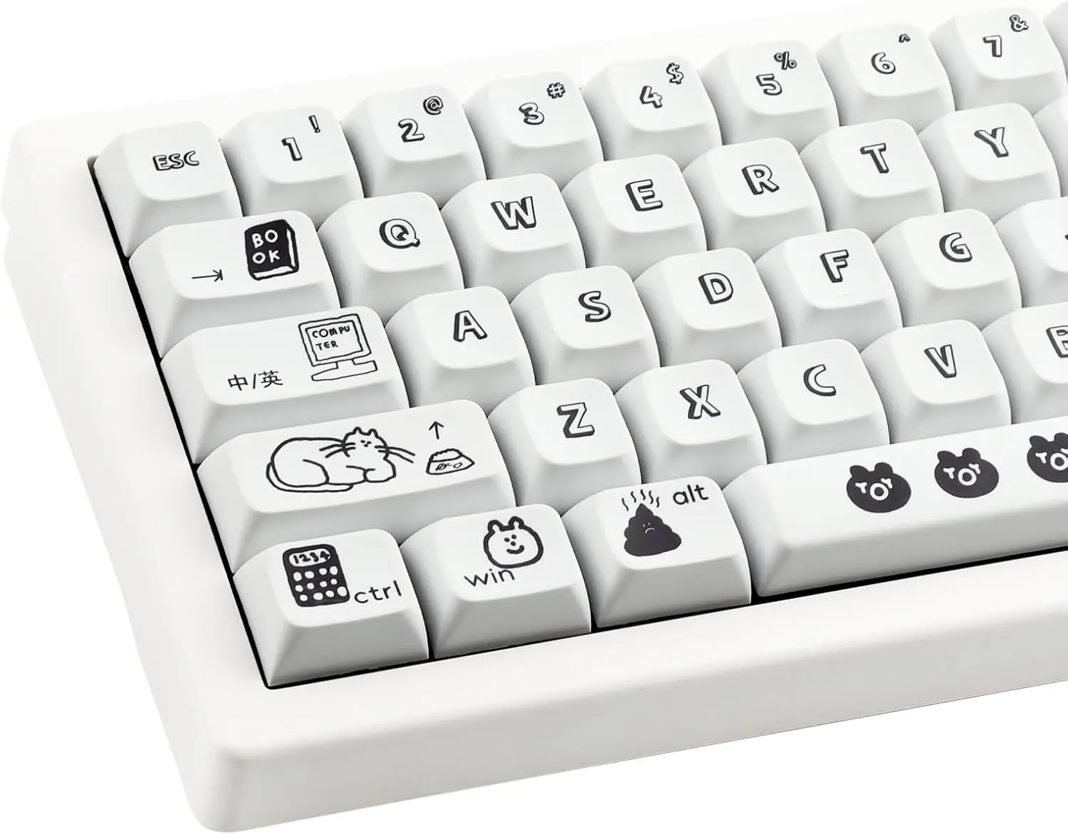 

Колпачки для клавиш PBT - 130 черных колпачков с мультяшным дизайном, сублимационной печатью, милые, профиль XDA, для механических клавиатур с переключателями Cherry и Gateron MX