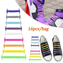 16 pz/lotto No Tie lacci delle scarpe lacci elastici in Silicone speciali scarpe da ginnastica per adulti per bambini lacci per scarpe veloci pizzo di gomma pigro creativo