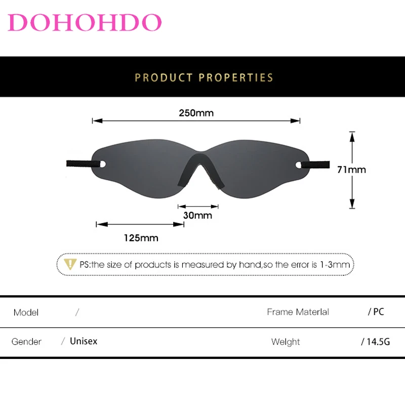 DOHOHDO, gafas de sol Retro de gran tamaño con cuerda atada para mujeres y hombres, marca de diseño, gafas deportivas Punk sin montura de una pieza, gafas de sol UV400