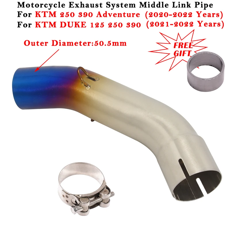 

Slip On For KTM DUKE 125 250 390 Adventure RC390 2020 2021 2022 Motorcycle Exhaust Escape Modified 51mm Muffler Middle Link Pipe
