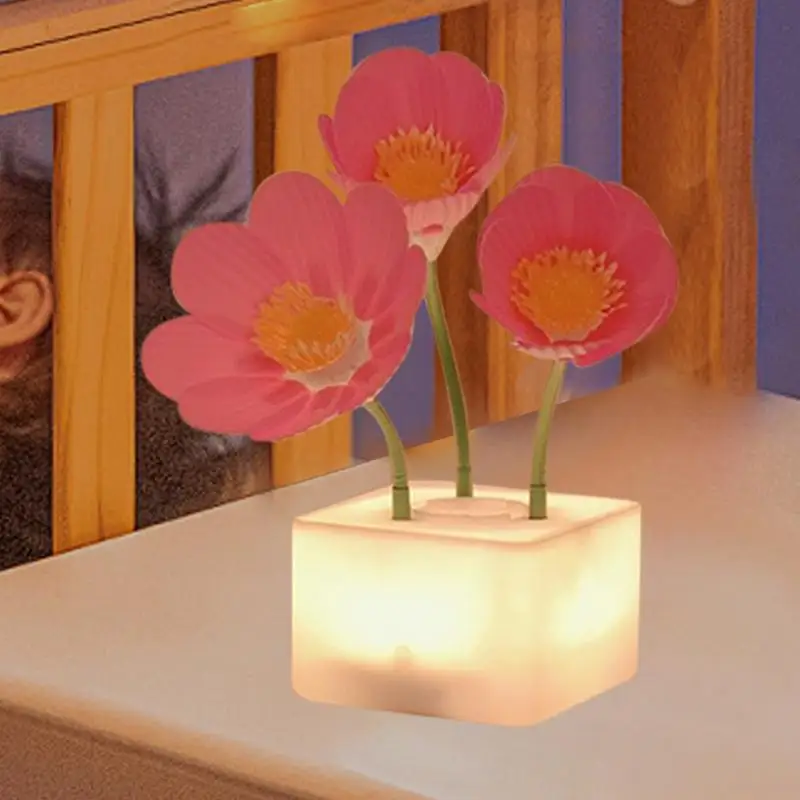 Lámparas de flores para dormitorios, luz de noche junto a la cama, lámpara de escritorio regulable, decoración del hogar, lámpara inalámbrica para habitación de niños y sala de estar