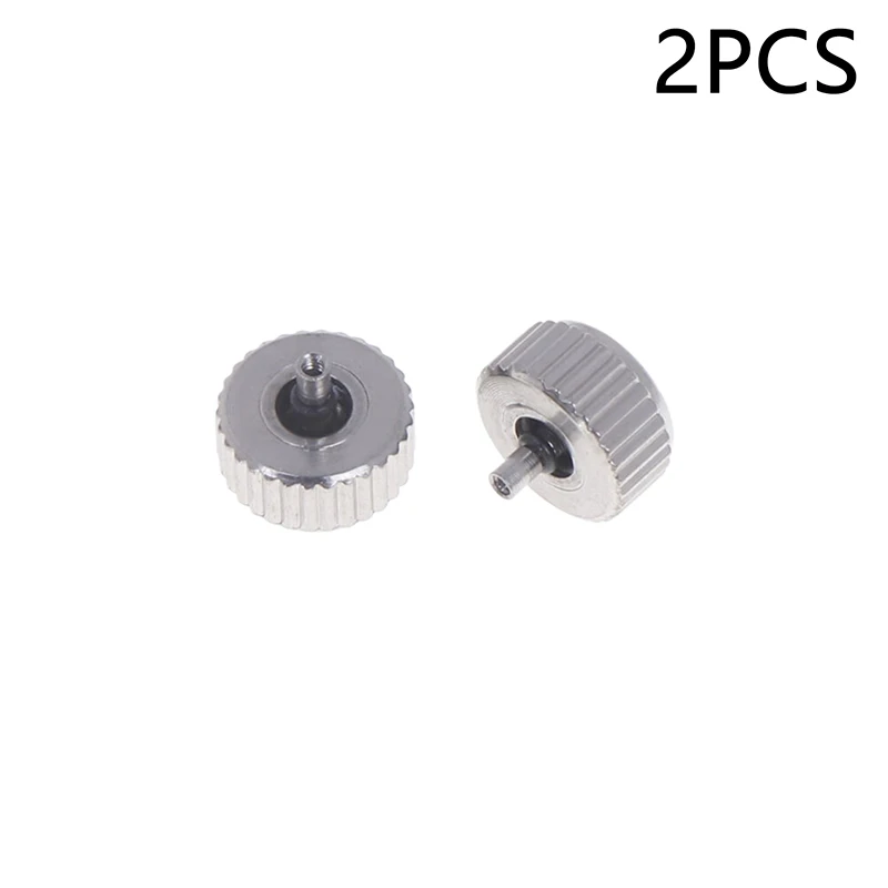 2PCS Silver Color Steel Watch Crown 4.5mm To 7mm Head Diameter With Long Post For Watch Crowns Repair