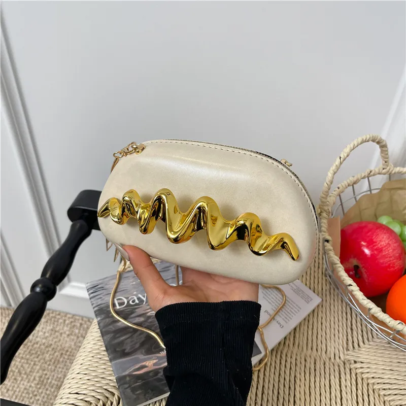 

Женская сумка-коробка с новым волнистым узором 2025 года, элегантный вечерний клатч с цепочкой, винтажная волнистая текстура из искусственной кожи ​ Сумка через плечо