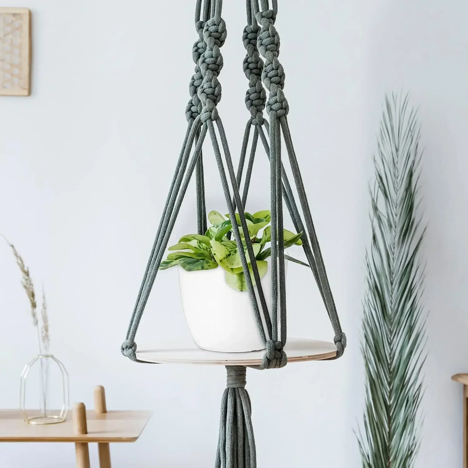 배수구가 있는 6.6인치 흰색 플라스틱 화분 5개 세트, 가정 및 사무실 장식 및 선물용 실내 화분