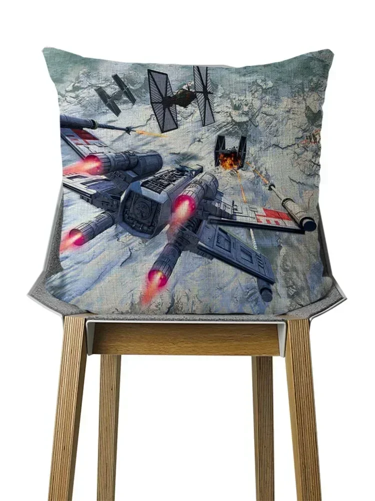 Star Plane Fighter Beige Linen Cushion Cover decorative Home Sofa Car Chair Seat Friend room office Kids gift pillowcase 40x40cm