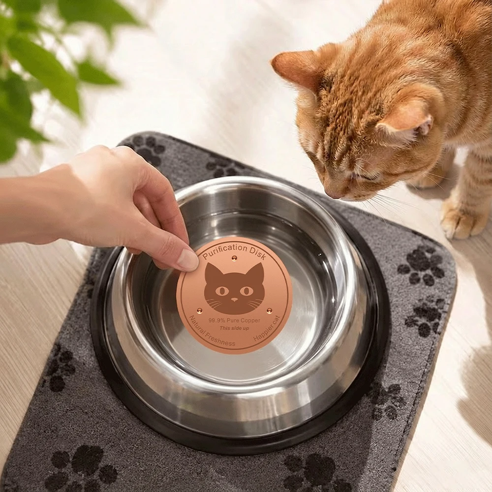 Pure Copper Pet Water Filter Disc 99.9% Purification Plate99.9% Pure Copper Pet Water Bowl Purification Disk for Cats Dogs