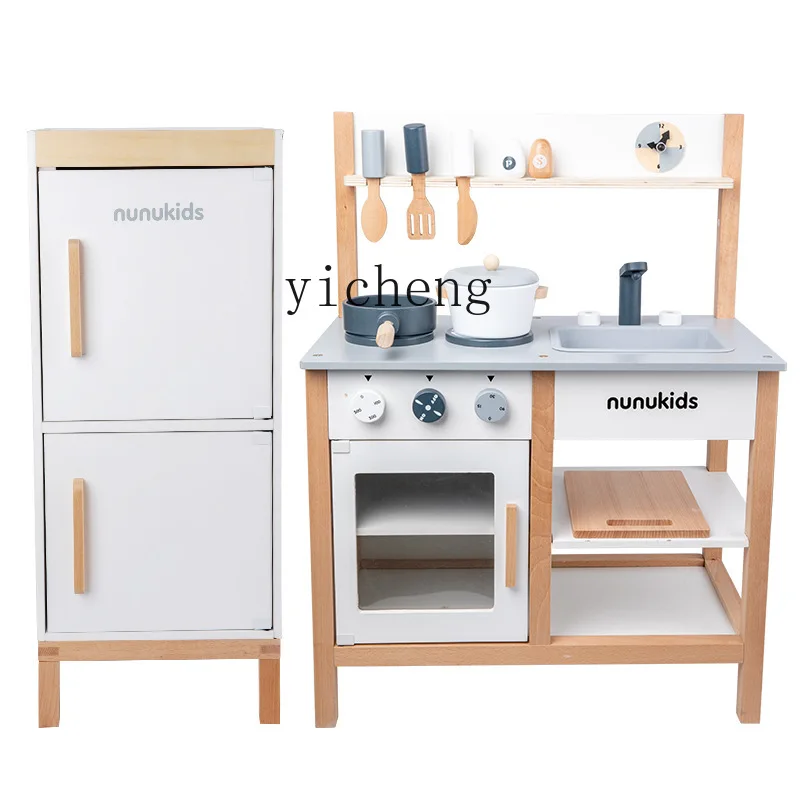 ZK the Simulation for Cooking Kitchen Refrigerator Suit Doll Play House Wooden Wooden Kindergarten Stove Toy