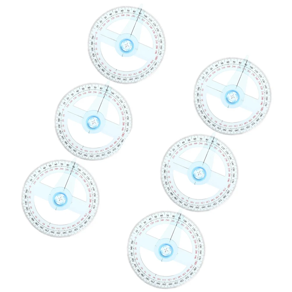 

6Pcs Protractor Ruler Clear Plastic 360 Degree Rotating Needle Geometry Drafting Drawing Measuring Tool for School