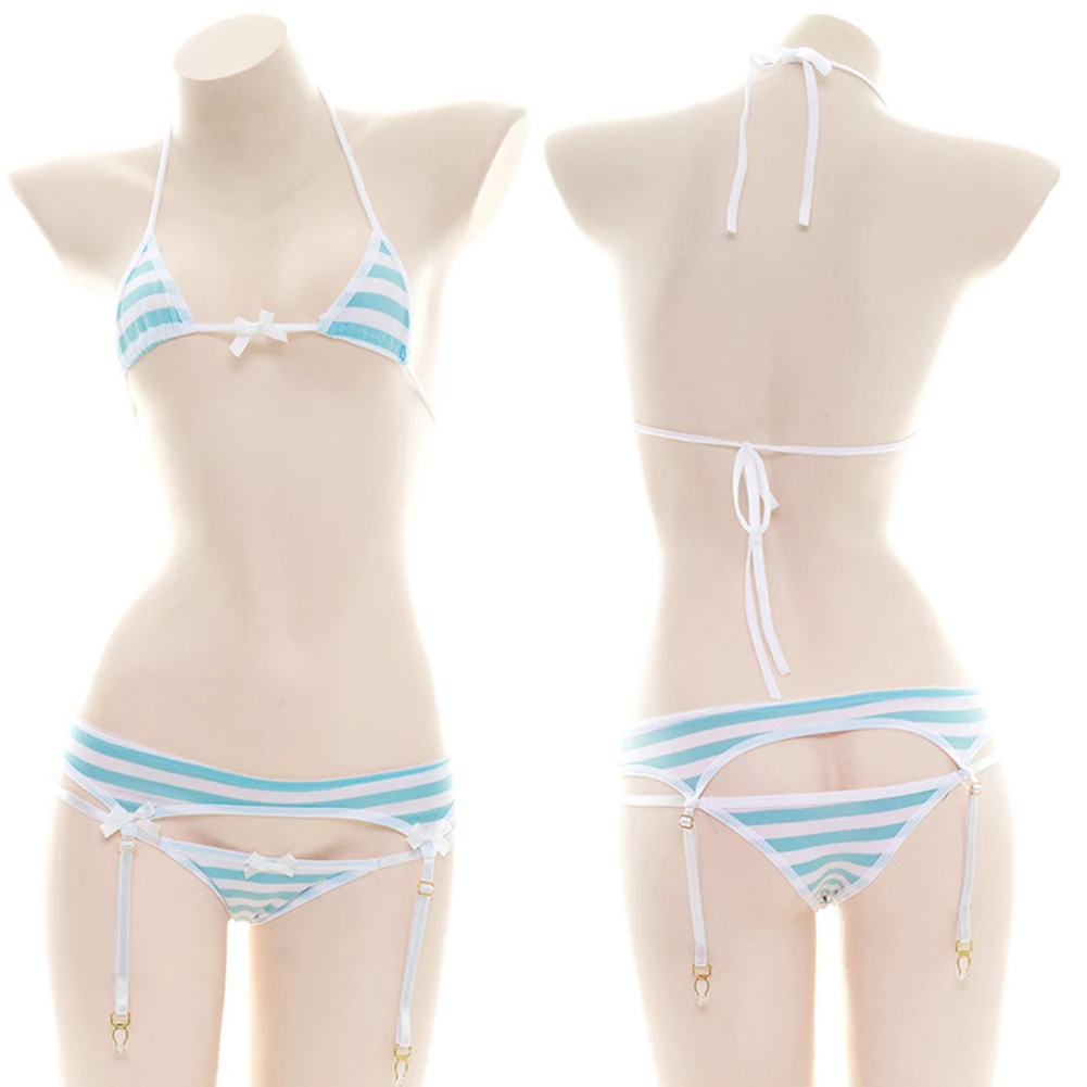 

Sexy Bikini Set Underwear Women Cute Lingerie Strap Japanese Schoolgirl Lolita Kawaii Anime Cosplay Highcut Backless Naughty