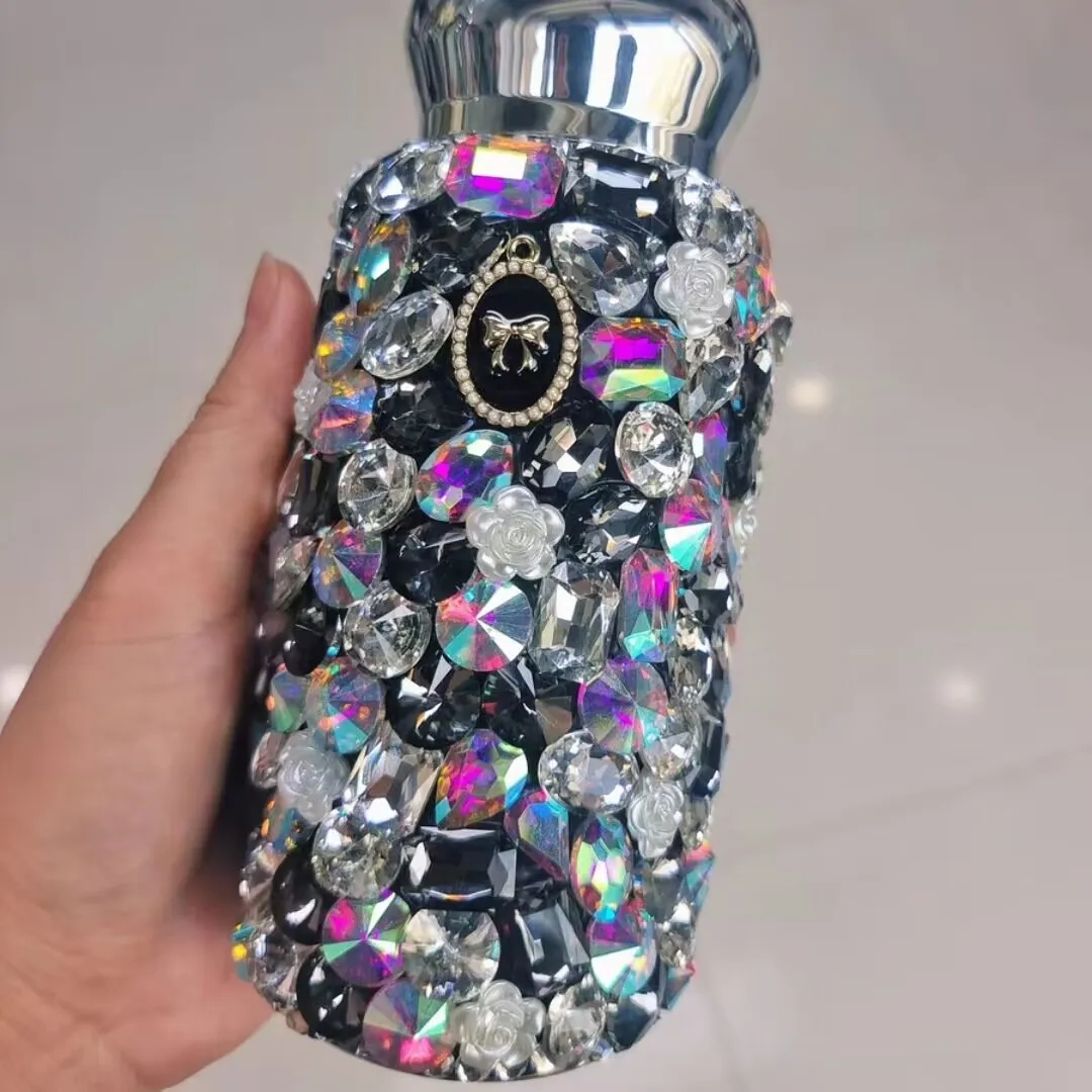 Handmade Diamond Tumbler Sparkling Rhinestone Water Bottle Stainless Steel Thermos 260ml Coffee Travel Mug Flask A Gift For Her