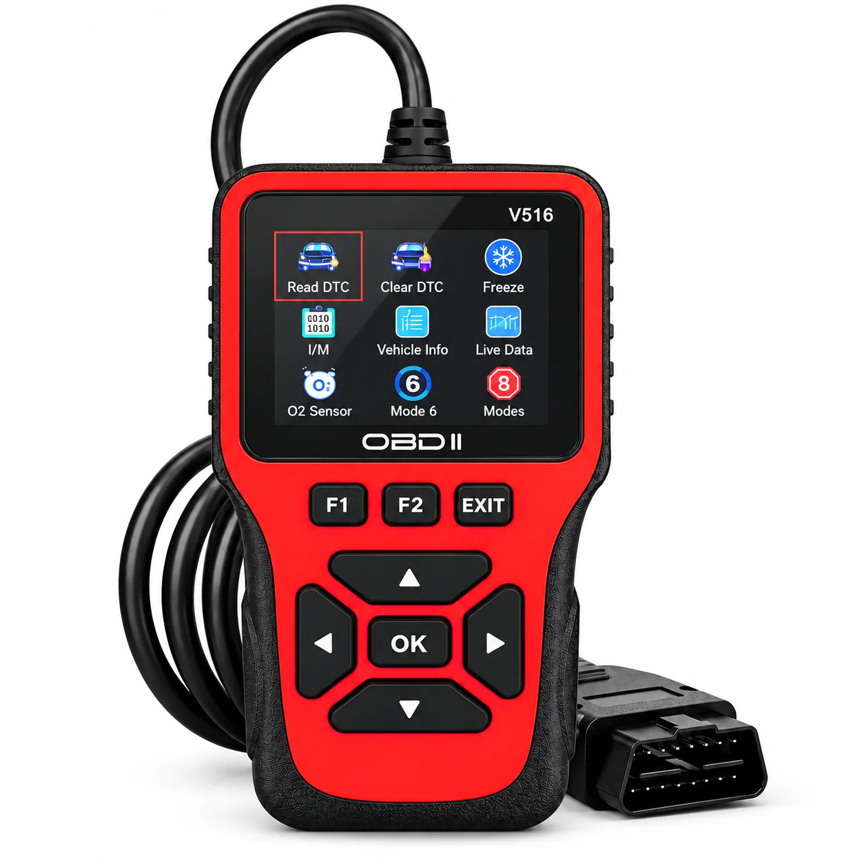 V516 OBD2 Car Code Reader Engine Diagnostic Scanner Read Clear Fault Codes Live Data O2 Sensor Test I/M Readiness Tool