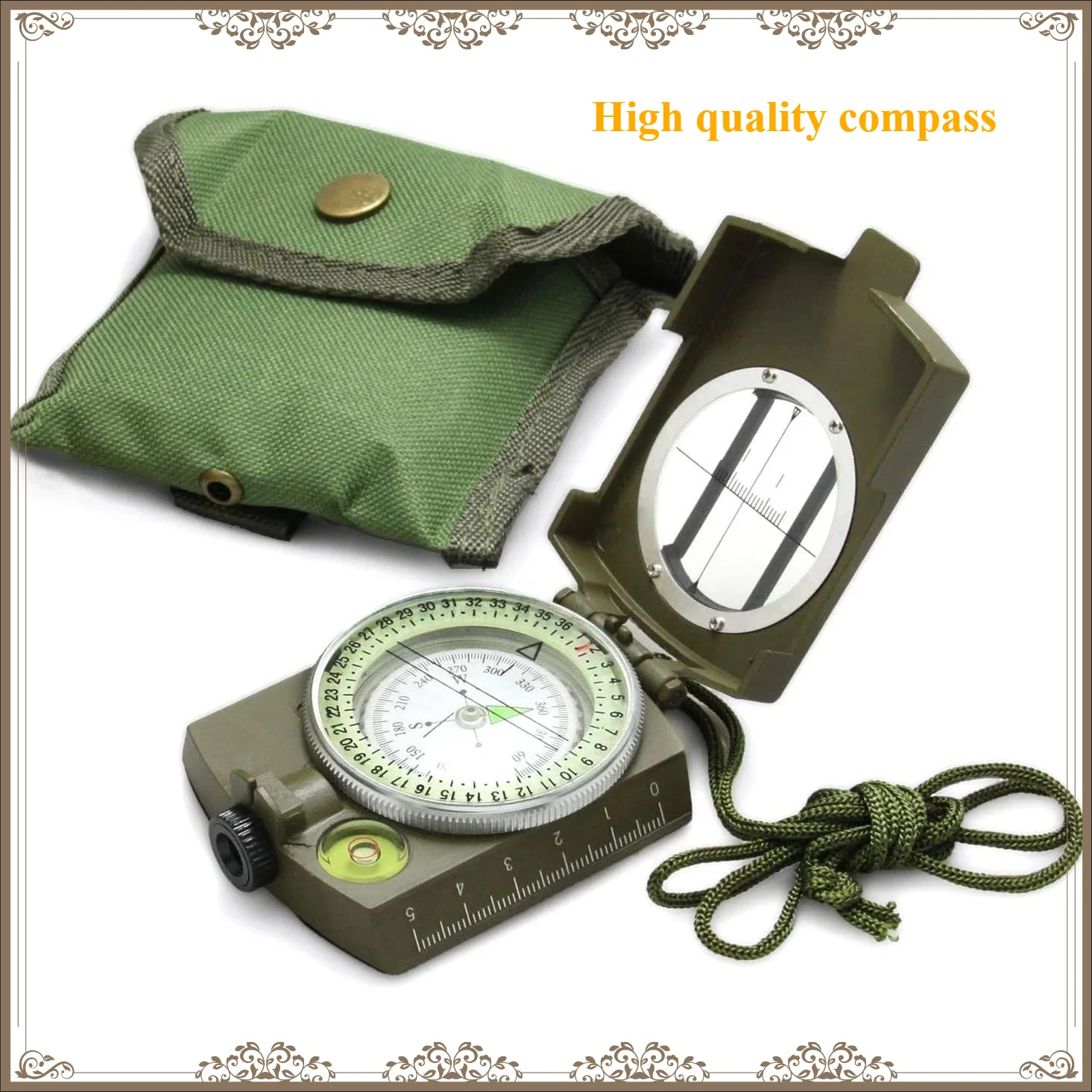Waterproof Shockproof Tactical Military Compass,Impact Resistant Survival Camping Compass for Hike Backpacking Outdoor Emergency