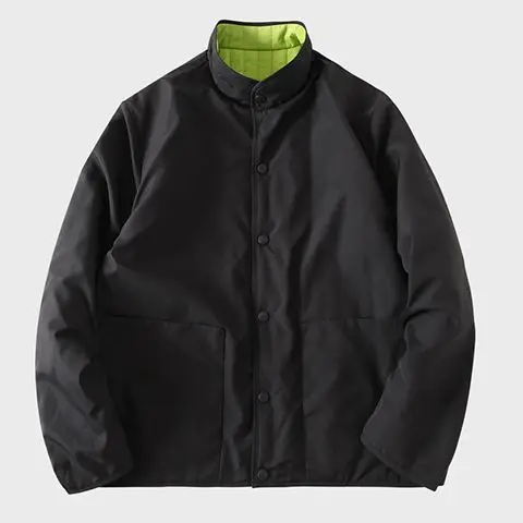 Chaqueta acolchada de algodón ligera con cuello levantado Unisex de estilo japonés para hombre Otoño Invierno rayas verticales Parkas de doble cara