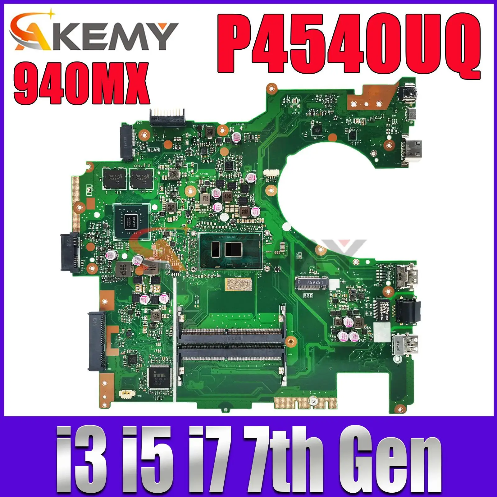 

P4540UQ Mainboard For ASUS PRO P4540U PU554U P454U Laptop Motherboard with i3-7100U i5-7200U i7-7500U 940MX DDR4