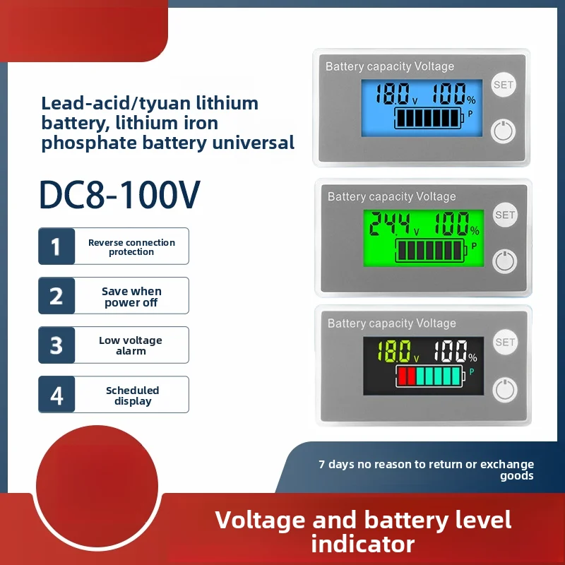 バッテリー容量インジケーター-lcd-デジタル電力メーター-鉛酸リチウム-life-po4-電圧テスター-dc-8-100v