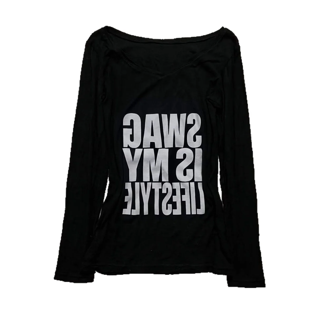 New American Retro Spicy Girl Letter Printed Long Sleeved T-Shirt for Women in Early Spring 2026, Slim Fit and Versatile Top Tre