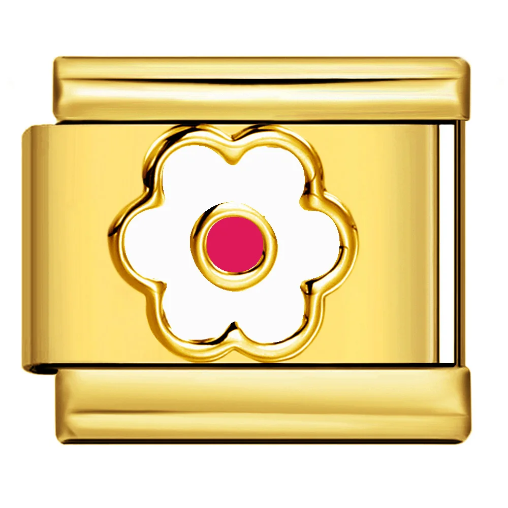 Bestie Gifts Weiße, Lila, Rosa, Grüne, Warme Blumen-Italienische Glieder passend für 9mm Edelstahl-Schmuck DIY Perlen zur Herstellung von Damenarmbändern – Detail 3