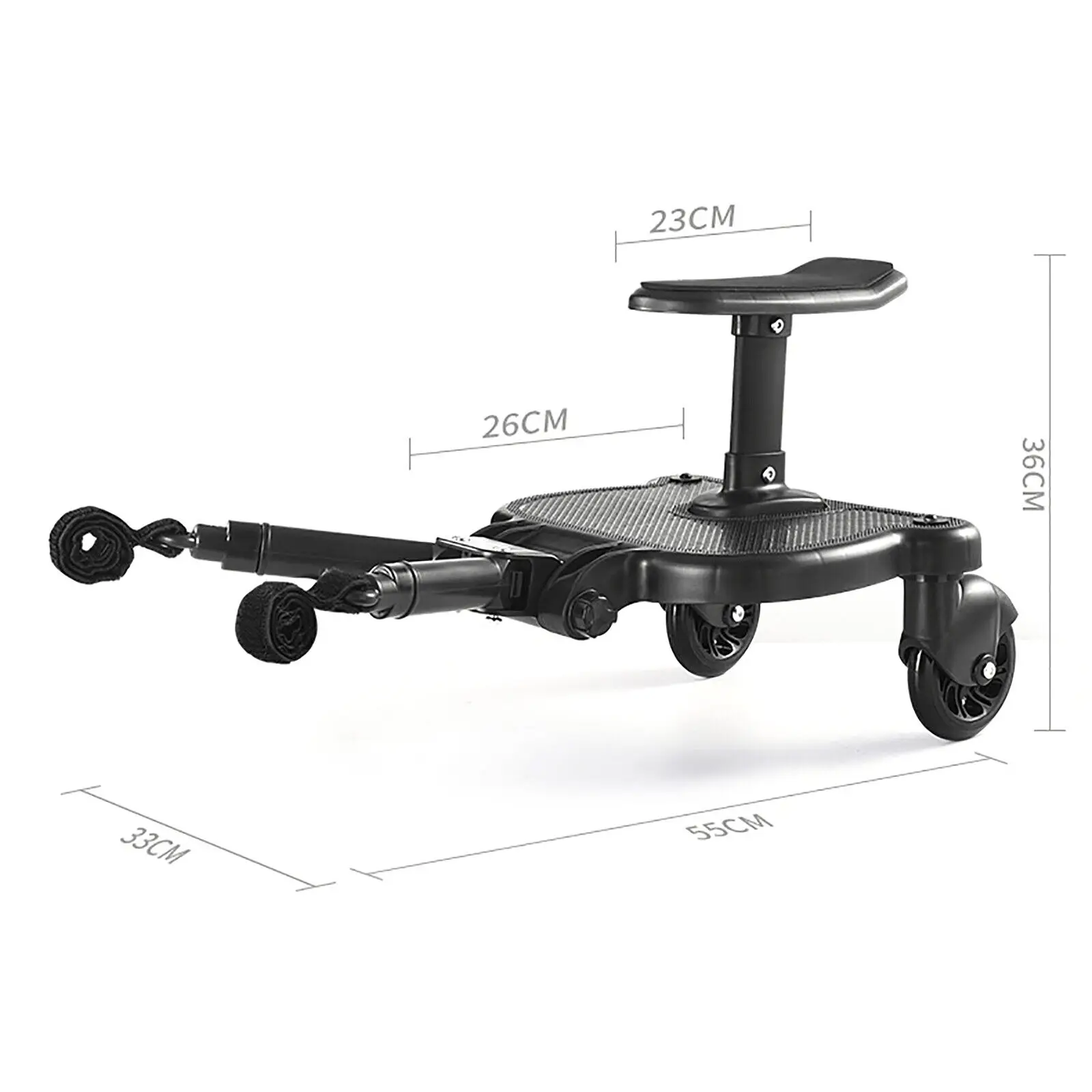 Pram Board Seat with 360° Swivel Wheels, Bear-Shaped Ride-On Board, Detachable Seat, Supports Up to 55lbs