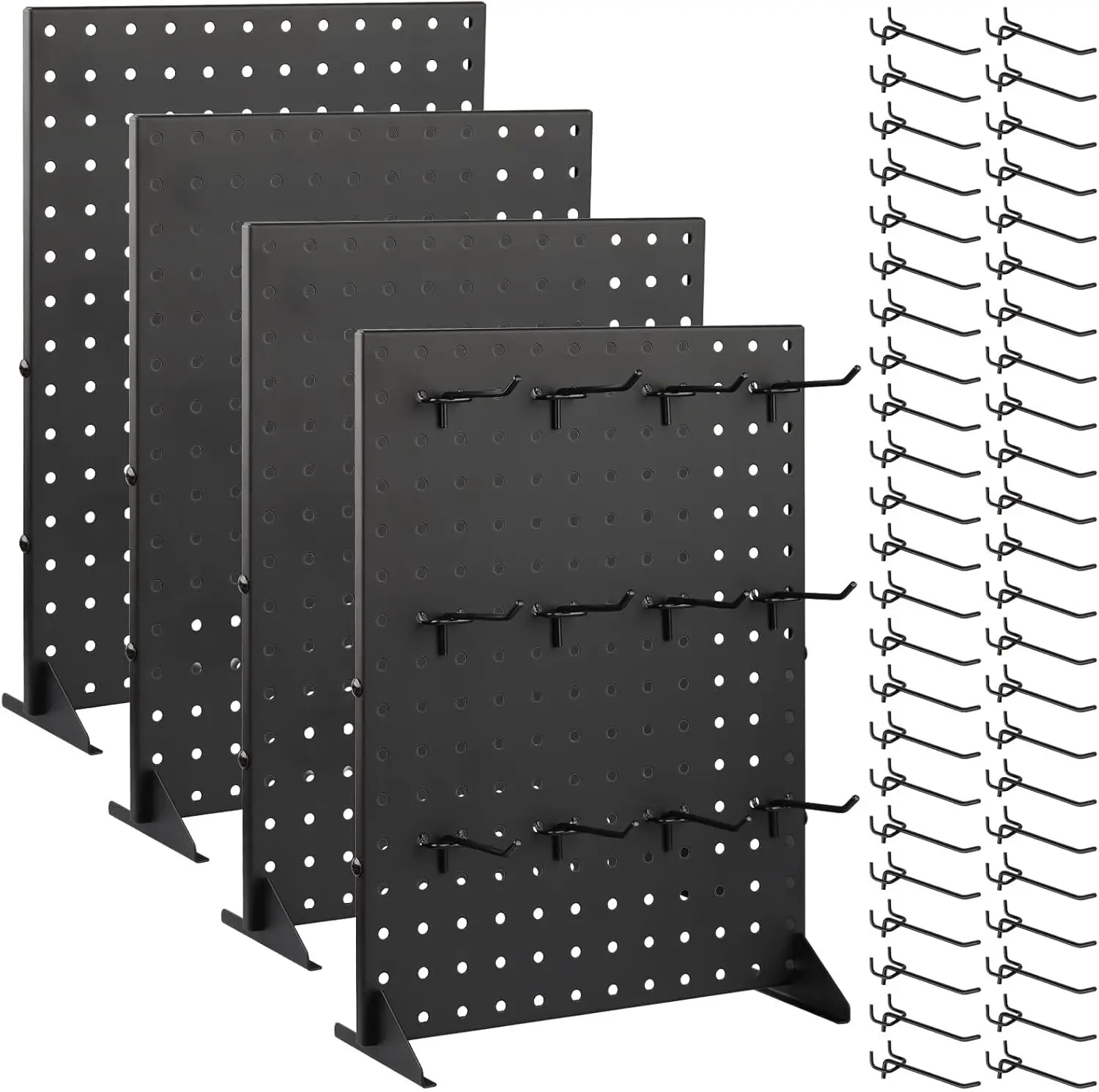 

Metal Pegboard Display Stand 4 Pack with 48 Hooks, Desk Pegboard Panels Rack for Home Office Retail Store, Sturdy Steel,