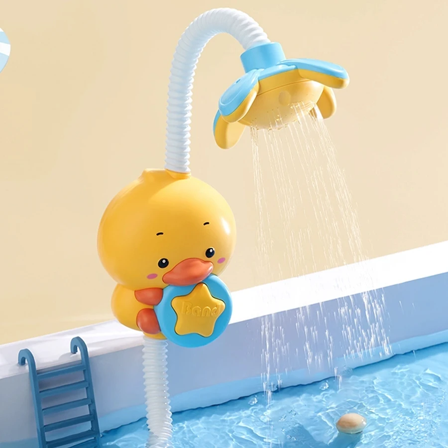 Baby shower toy with water spray, duckling flower model, rotating faucet, electric shower, water spray, swimming, baby shower to