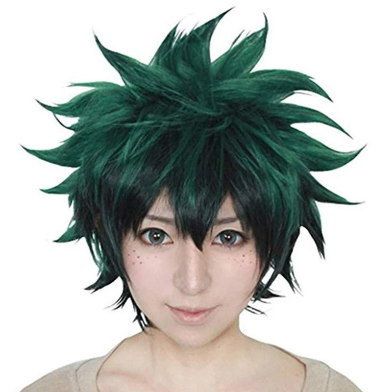 Peluca de modelado de personajes Midoriya Izuku, Anime My Hero Academy, papel de plomo masculino, pelo con puntas, tocado de Cosplay para escenario, pelo corto degradado