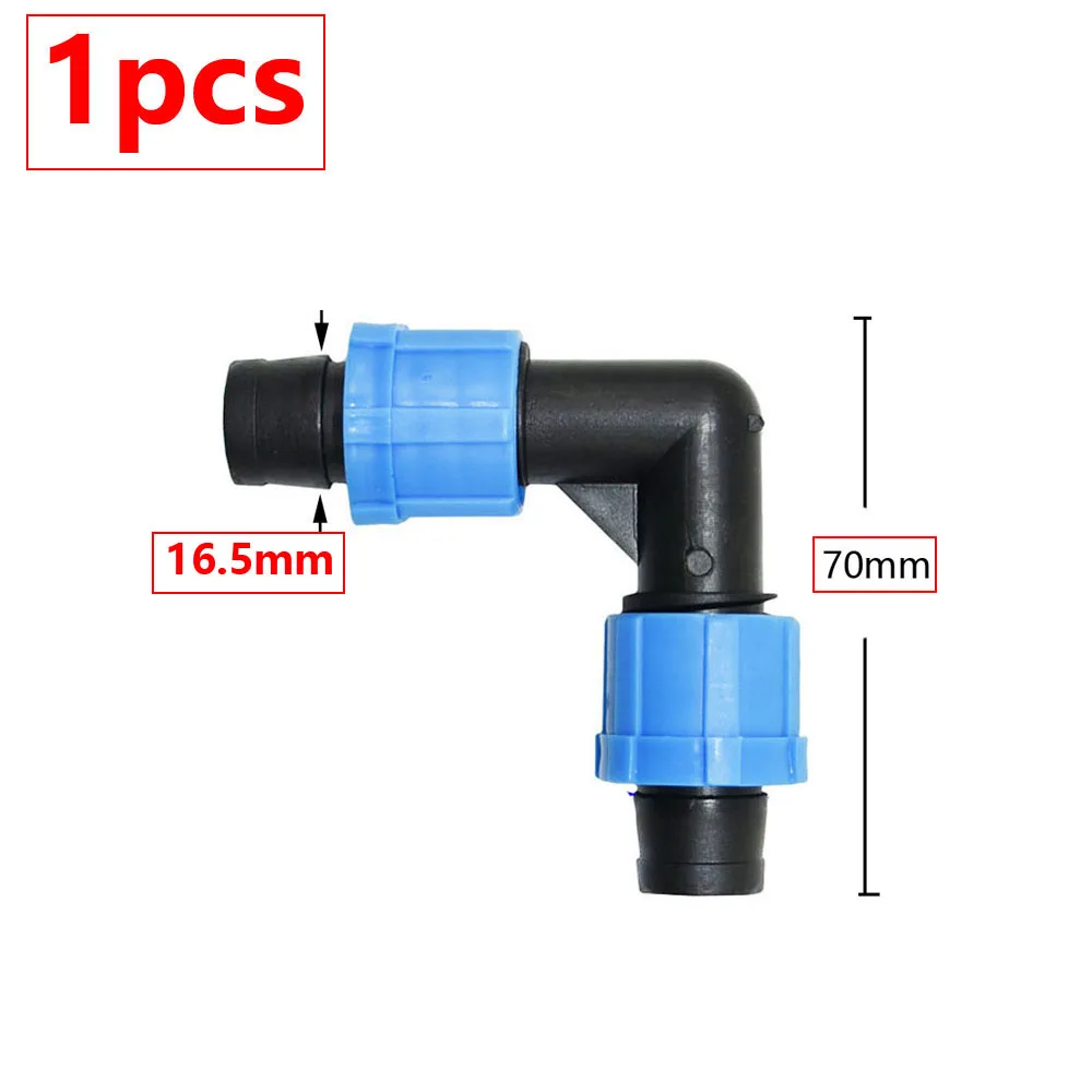 16mm Micro Irrigation Drip Tape Connectors Tee Repair Elbow End Plug Tap Fittings Locked Hose Joints Greenhouse Coupler