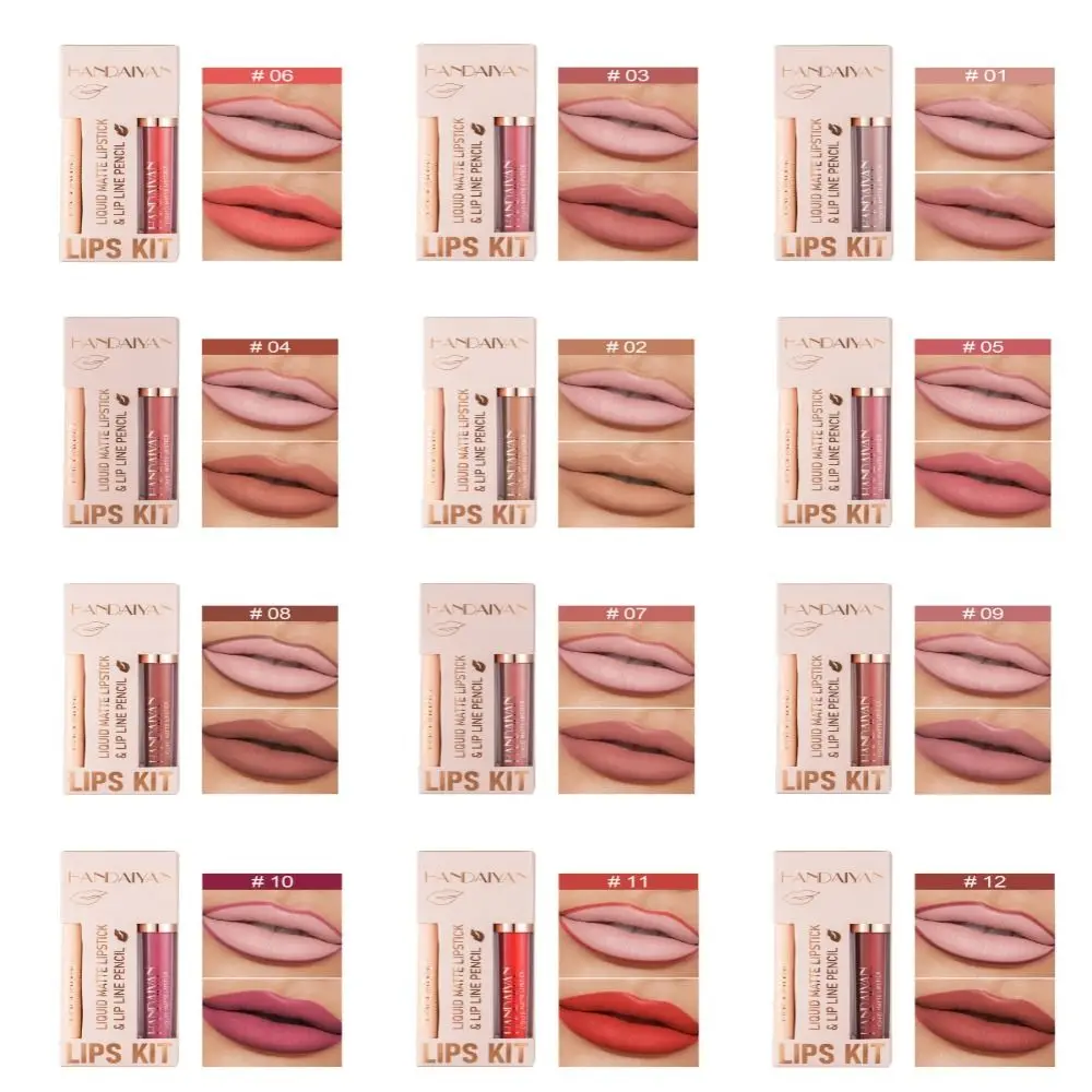 Doce 12 cores fosco lábio forro de longa duração à prova dwaterproof água batom caneta antiaderente copo veludo lipliner nude rosa matiz labial beleza