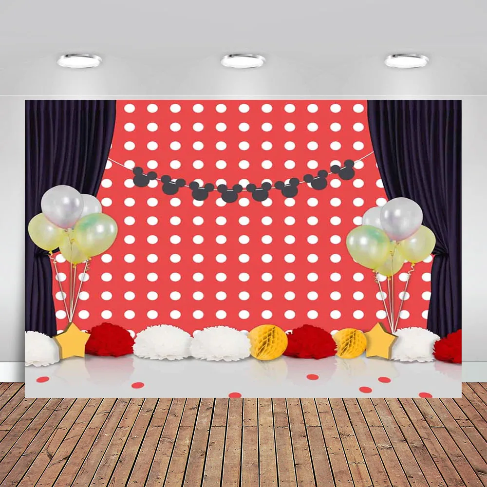 

Disney Mickey Minnie Mouse Cute Cartoon Photo Props Children Birthday Party Scene Layout Backdrop Photography Background Vinyl