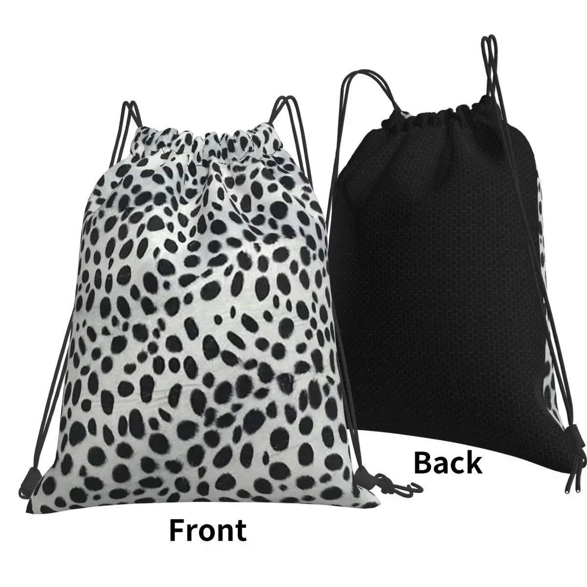 Dalmatian Dog Texture Backpacks Casual Drawstring Bags Sports Bag Book Bags for Travel Students