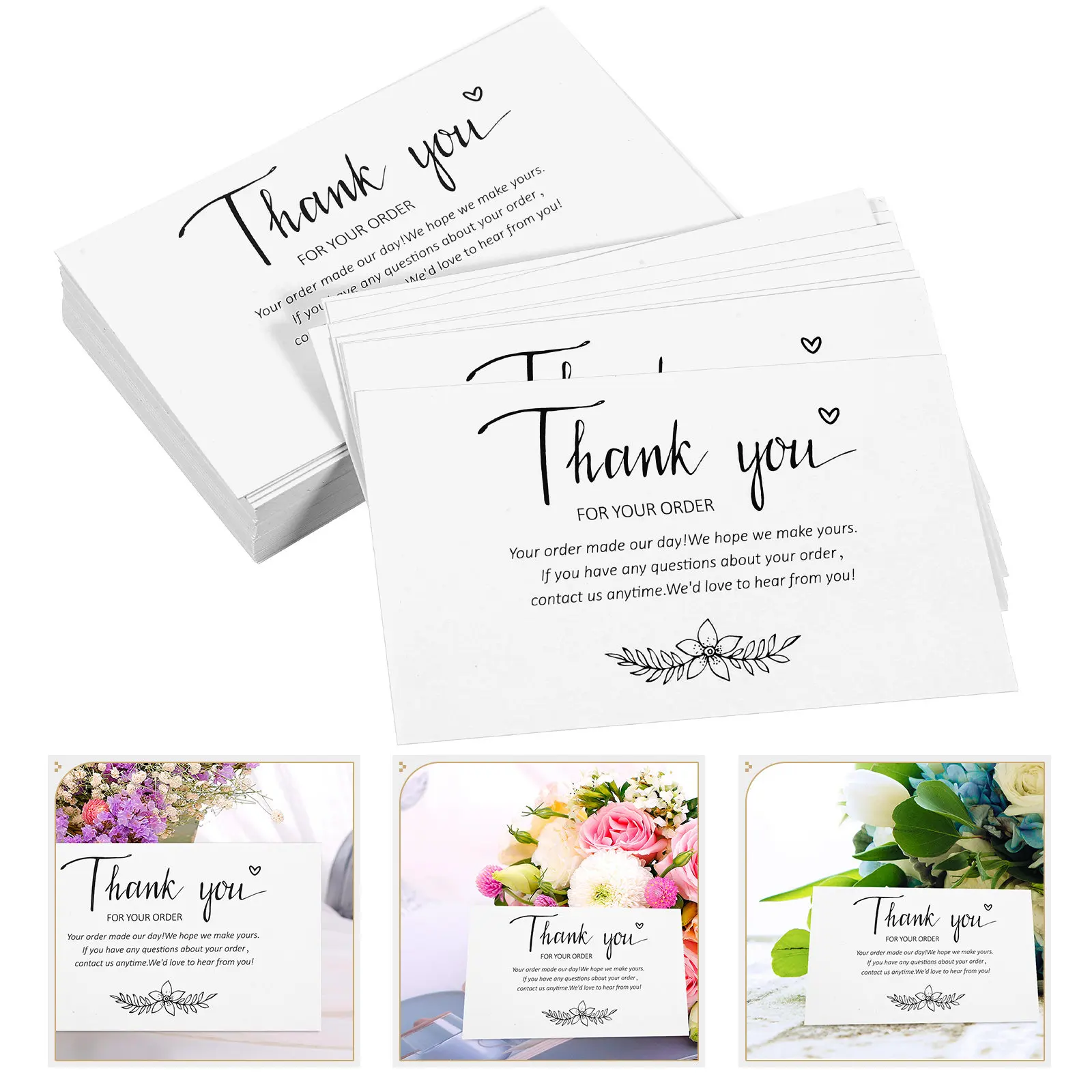 

100Pcs Thank You Cards Bulk Cute Elegant Paper Thank You Cards for Small Business Beauty Salon Nail Bakery Online Store Order