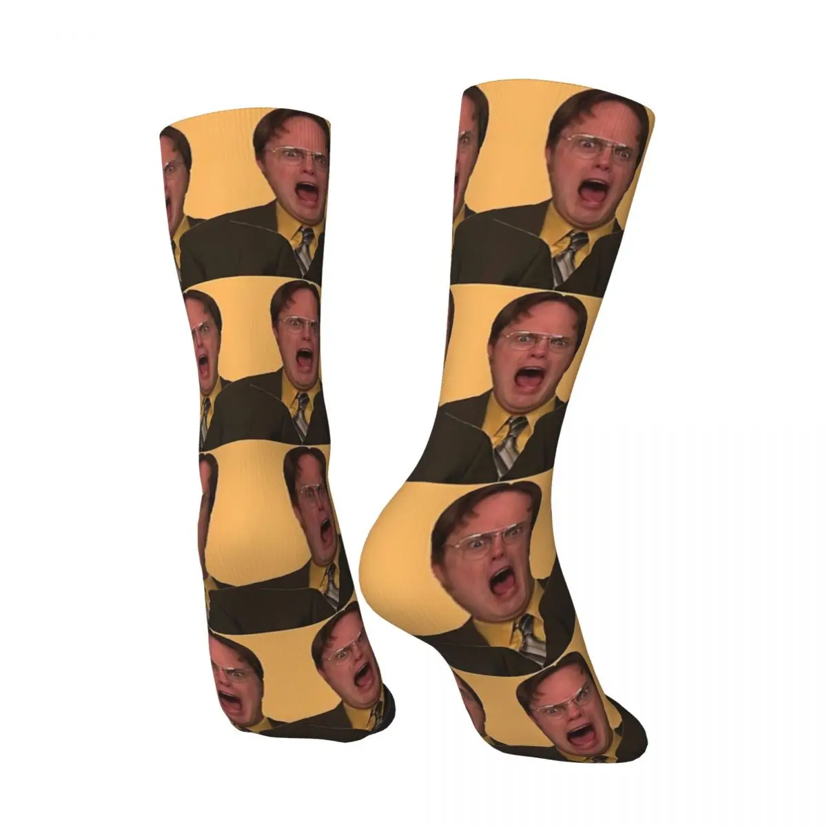 Dwight Schrute The Office In Mustard Yellow Shirt Yelling Socks for Women Men Unisex Funny Happy Novelty Street Style Crazy Sock