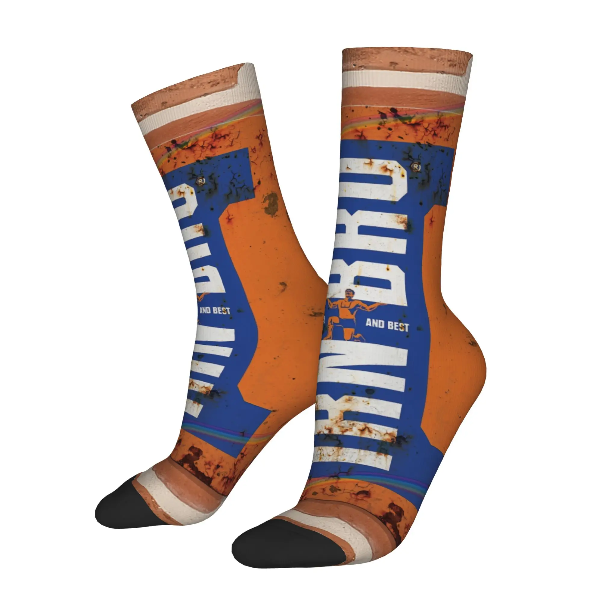 

Funny Sock iIrn iIRN BRU Rusty Tin Sign Hip Hop Quality Pattern Printed Men Socks Casual Men's Socks