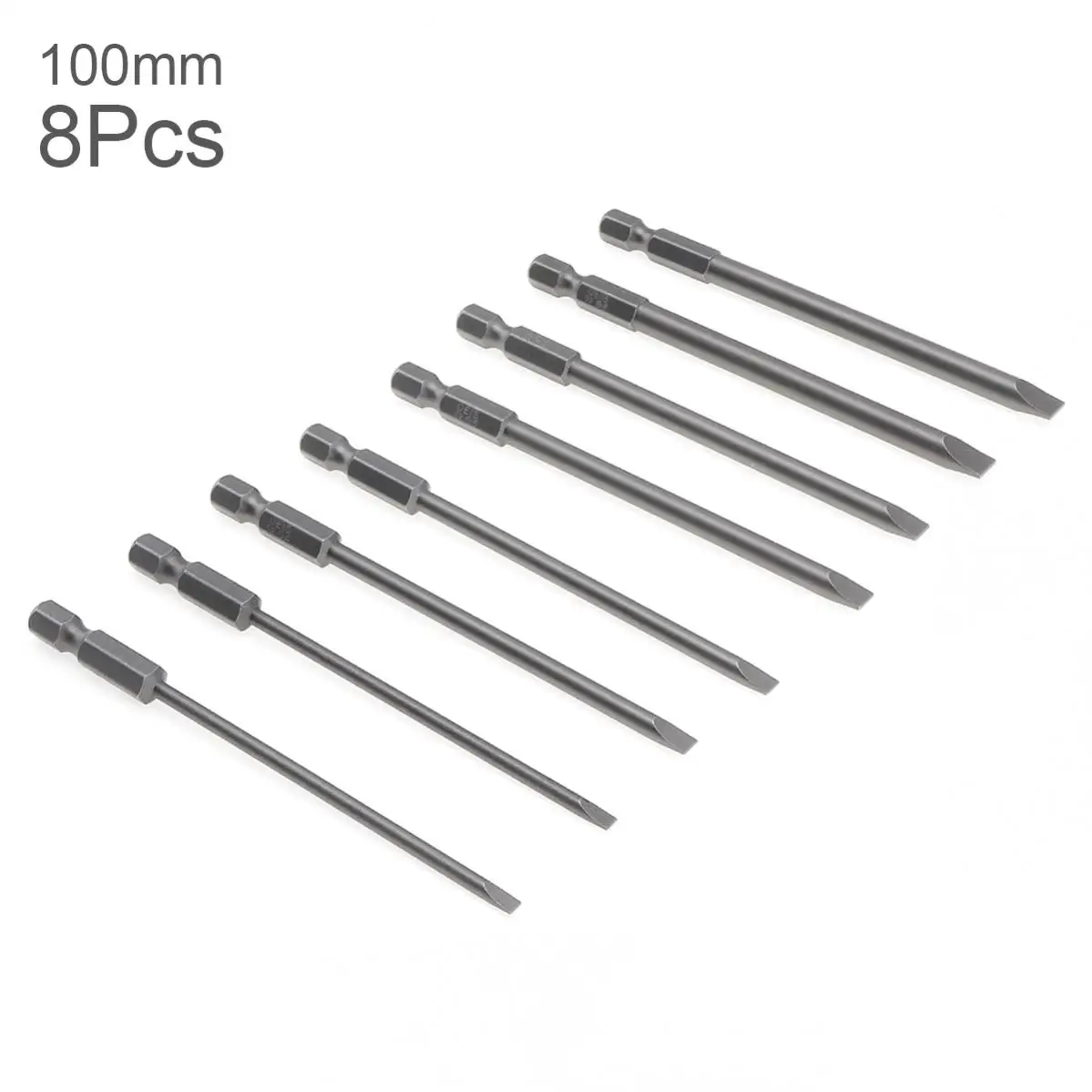 8Pcs/Set Convenient Magnetic Slotted Screwdriver Bits Electric/Pneumatic Hex Long Screwdriver Bit Power Tool Accessories