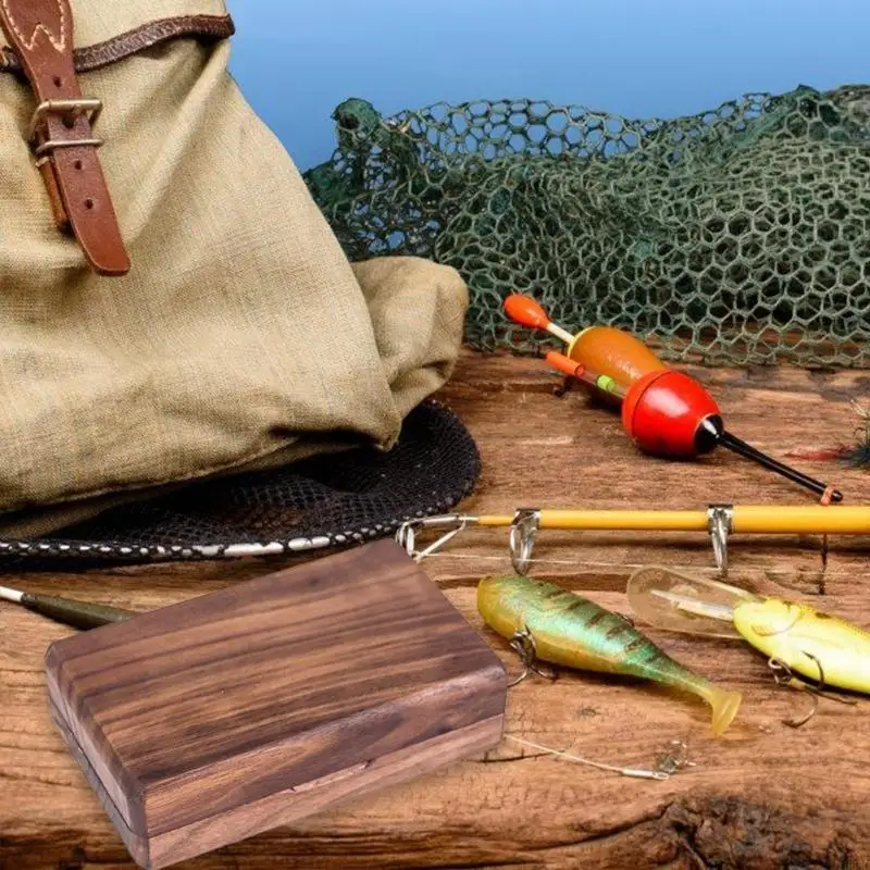 

Деревянный чехол для рыбалки нахлыстом, контейнеры для рыболовных снастей, органайзер для крючков, чехол для хранения рыболовных