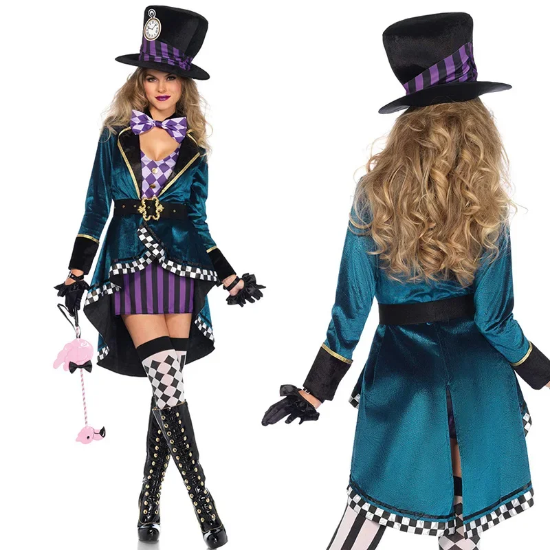 

Adult Female Alice Magician Costume Halloween Crazy Hat Cosplay Stage Costume Halloween Costumes for Women