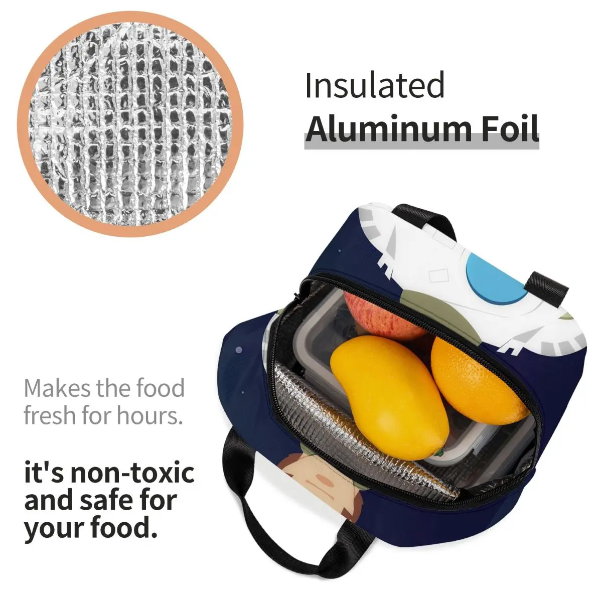 Comet Crew 액세서리 Captain Future 절연 점심 가방 쿨러 열 식품 상자 토트 누출 방지 도시락 상자 컨테이너