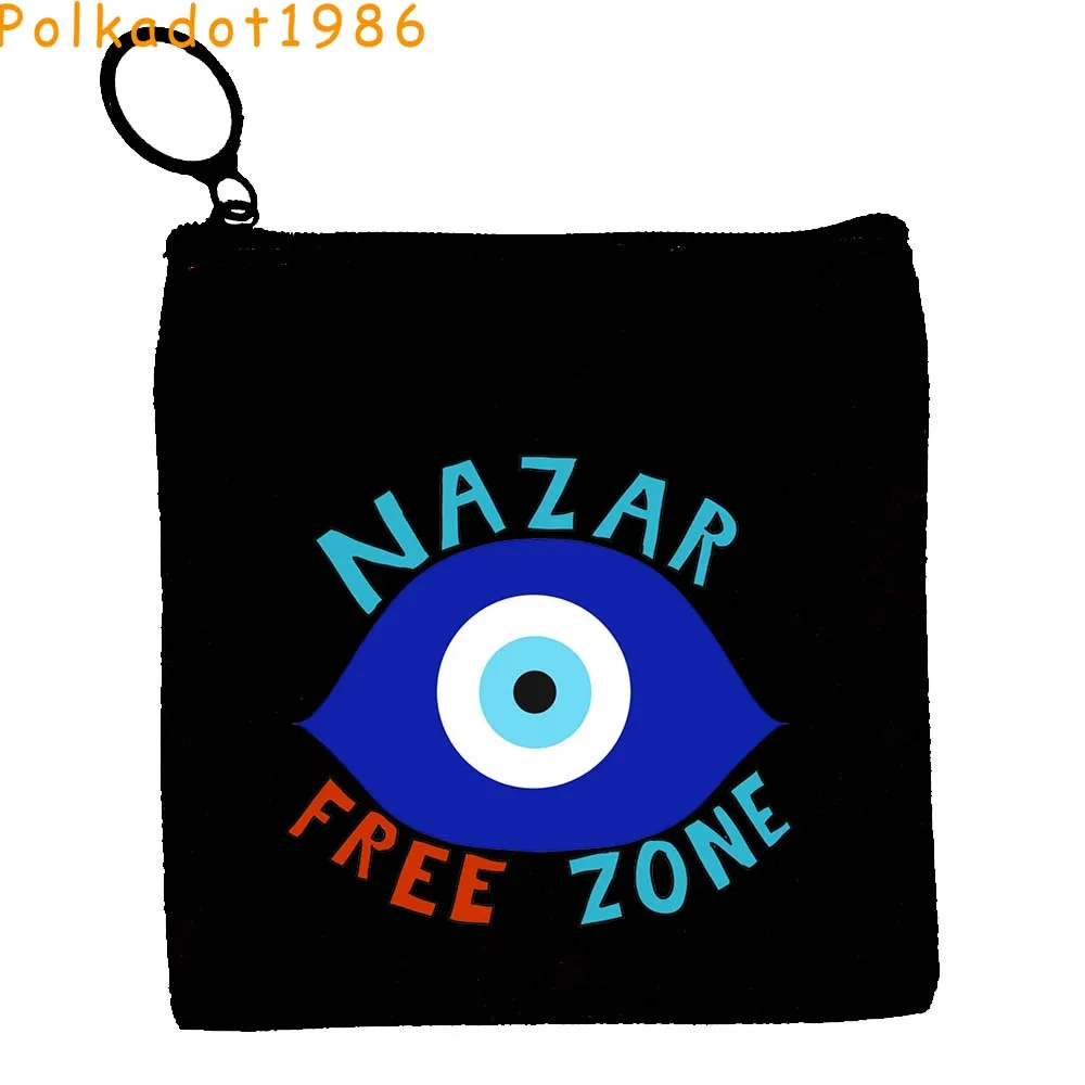 

Rainbow Evil Eye Circle Psychedelic KOUFONISIA GREECE Blue Evil Eye Trippy Eye Key Coin Purse Black Canvas Bag Pouch Wallet Gift