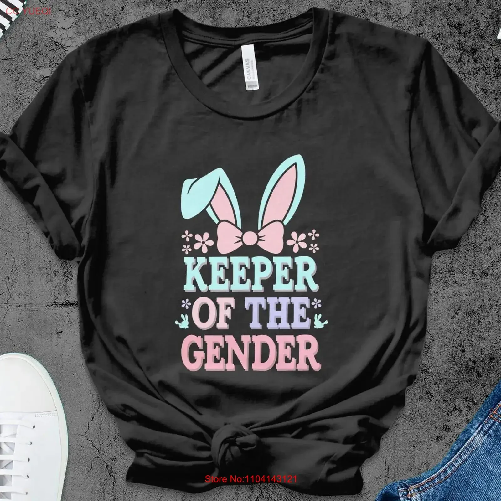 Keeper of the Gender T Shirt Cute Easter Bunny Ears Egg Fun Reveal Top Spring Holiday Happy Apparel vintage Washed Stretched