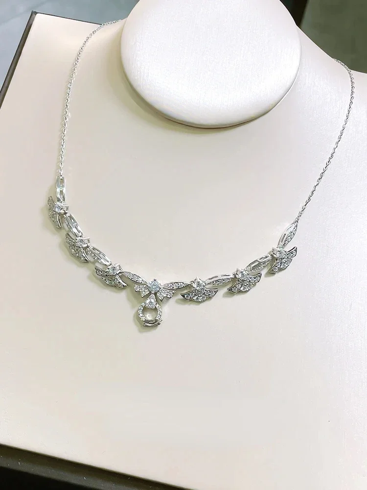 925 Silver Versatile Chain Necklace With Niche Design Personalized Collarbone Bow New Inlaid High Carbon Diamond Jewelry